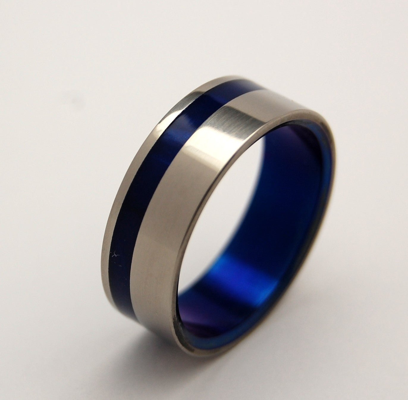 To The Winds Resign | Men's Blue Marbled Opalescent Resin & Titanium Wedding Ring - Minter and Richter Designs