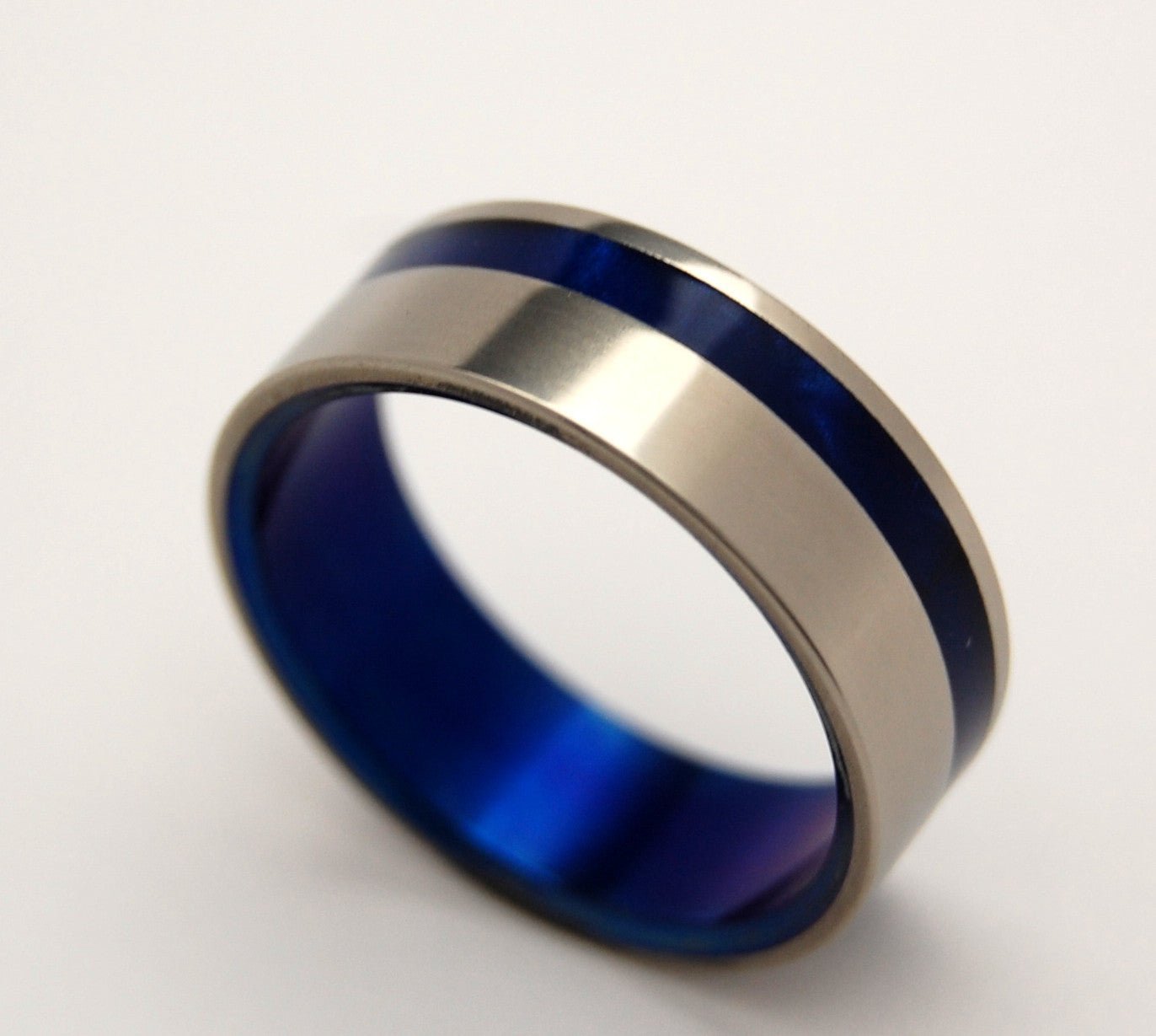 To The Winds Resign | Men's Blue Marbled Opalescent Resin & Titanium Wedding Ring - Minter and Richter Designs