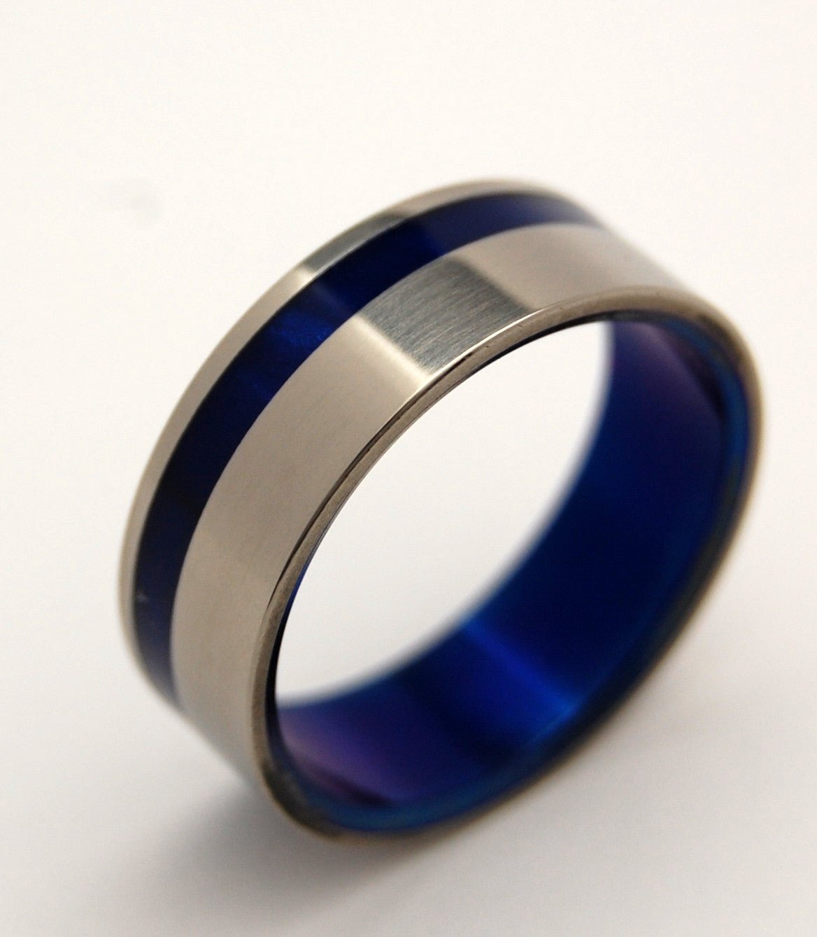 To The Winds Resign | Men's Blue Marbled Opalescent Resin & Titanium Wedding Ring - Minter and Richter Designs