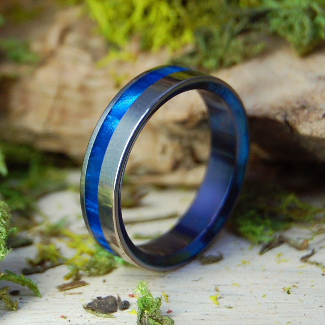 To The Winds Resign | Size 8.25 At 5mm | Sapphire Resin| Unique Wedding Ring | On Sale - Minter and Richter Designs