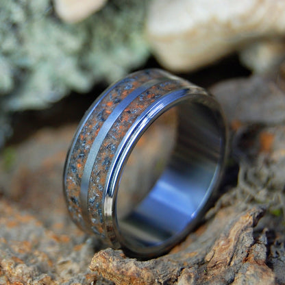 Tomb Of Christ | Men's Jerusalem Earth, Armenian Obsidian & Titanium Wedding Ring - Minter and Richter Designs