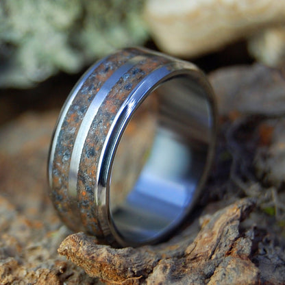 Tomb Of Christ | Men's Jerusalem Earth, Armenian Obsidian & Titanium Wedding Ring - Minter and Richter Designs