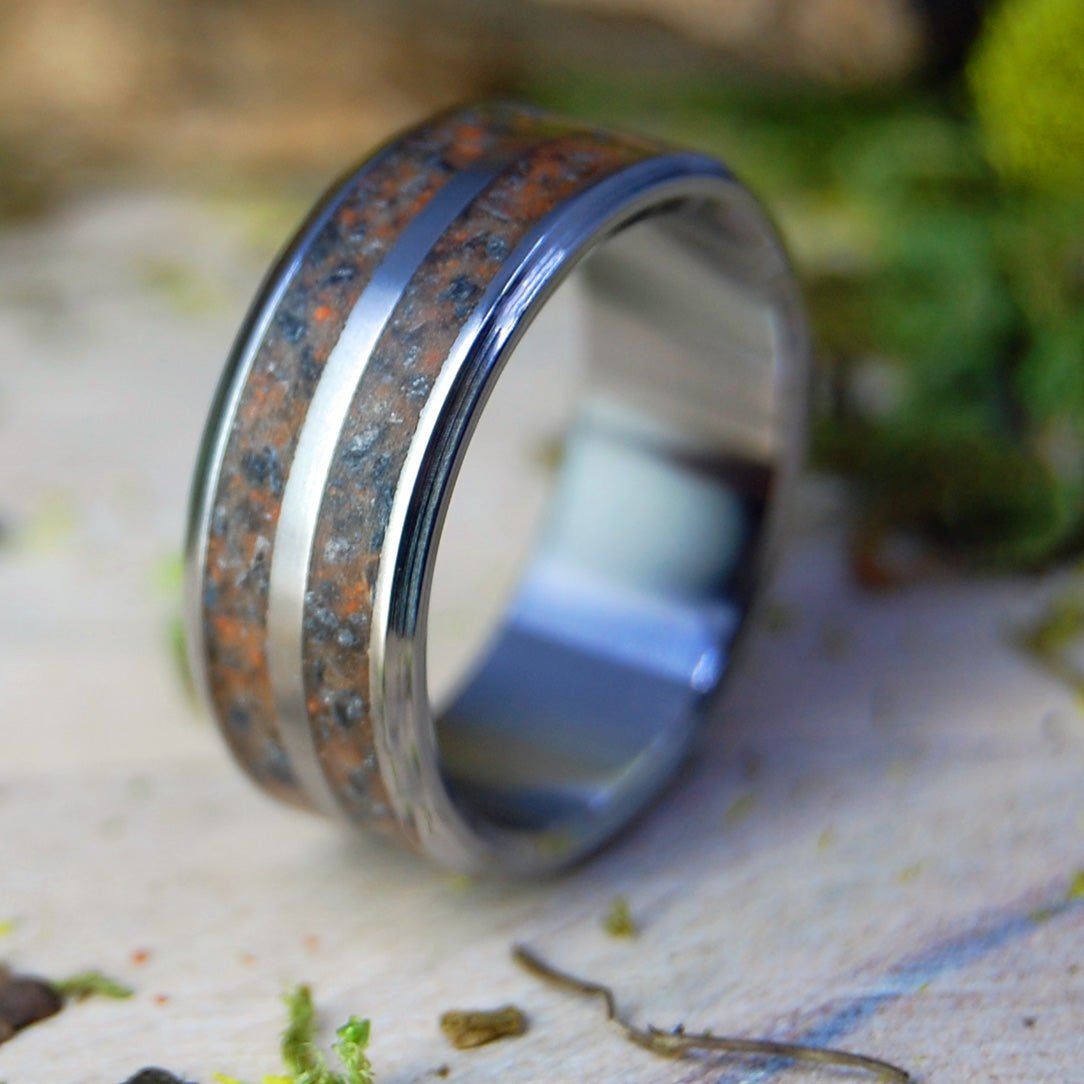 Tomb Of Christ | Men's Jerusalem Earth, Armenian Obsidian & Titanium Wedding Ring - Minter and Richter Designs