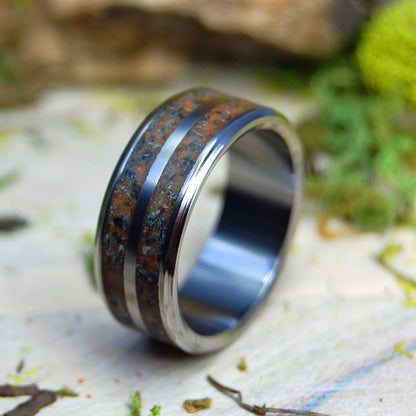 Tomb Of Christ | Men's Jerusalem Earth, Armenian Obsidian & Titanium Wedding Ring - Minter and Richter Designs