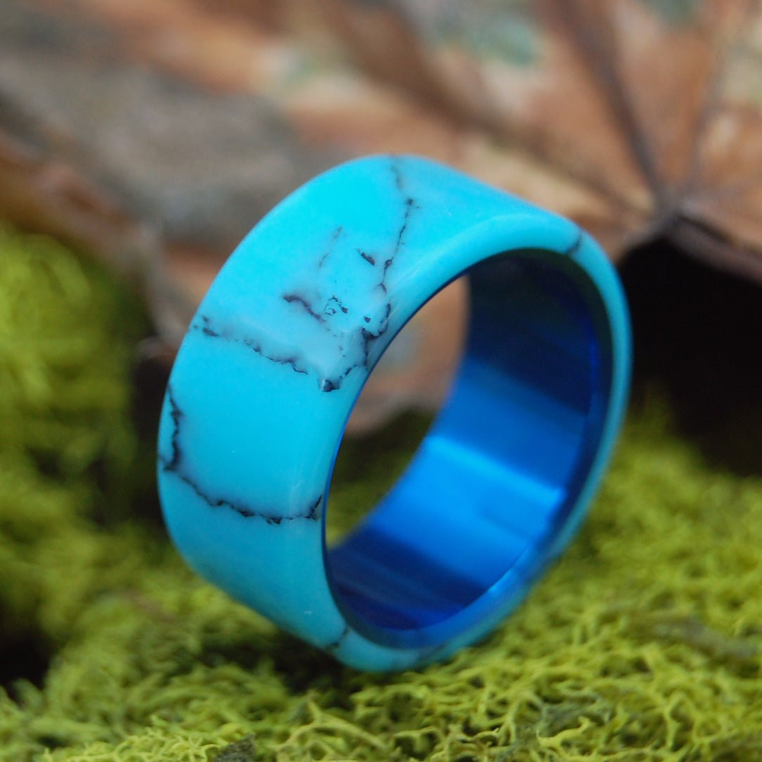 Top Of The Sea | Men's Turquoise & Titanium Wedding Ring - Minter and Richter Designs