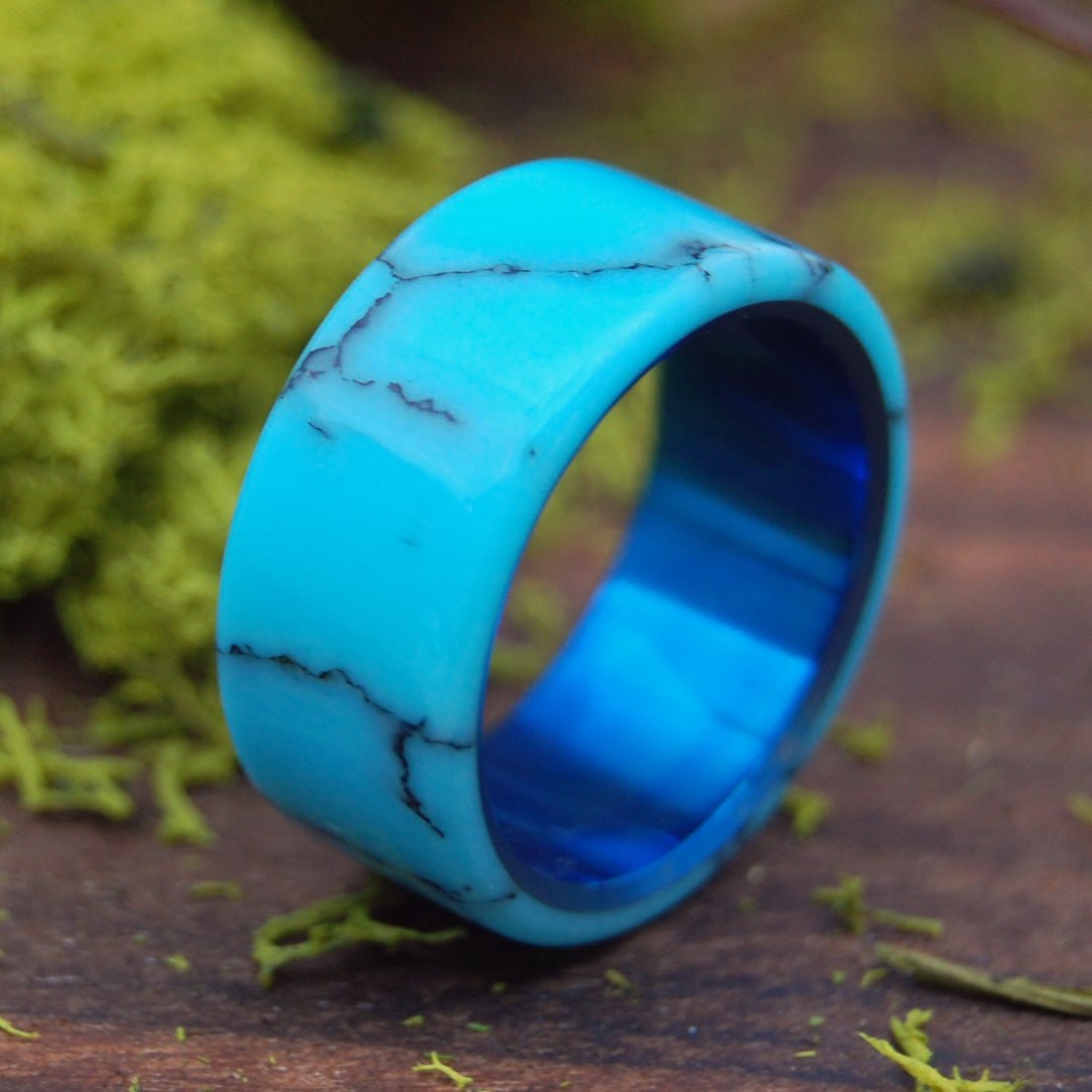 Top Of The Sea | Men's Turquoise & Titanium Wedding Ring - Minter and Richter Designs