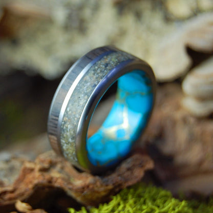 Trinidad Beach Life 2 | Men's Trinidad Beach Sand, Koa Wood & Titanium Wedding Ring - Minter and Richter Designs