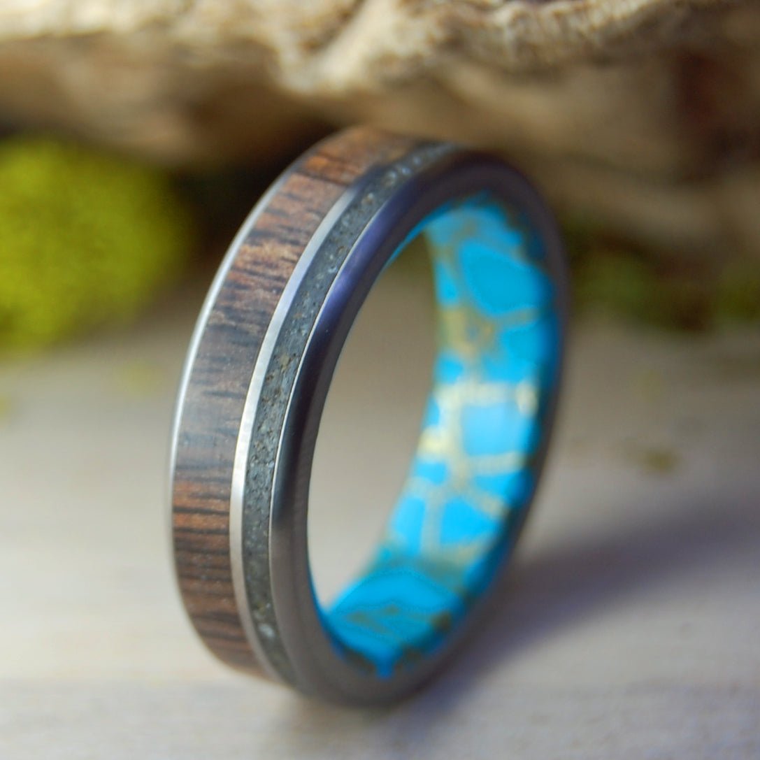 Trinidad Beach Life | Men's Trinidad Beach Sand, Koa Wood & Titanium Wedding Ring - Minter and Richter Designs