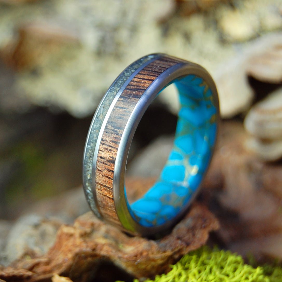 Trinidad Beach Life | Men's Trinidad Beach Sand, Koa Wood & Titanium Wedding Ring - Minter and Richter Designs