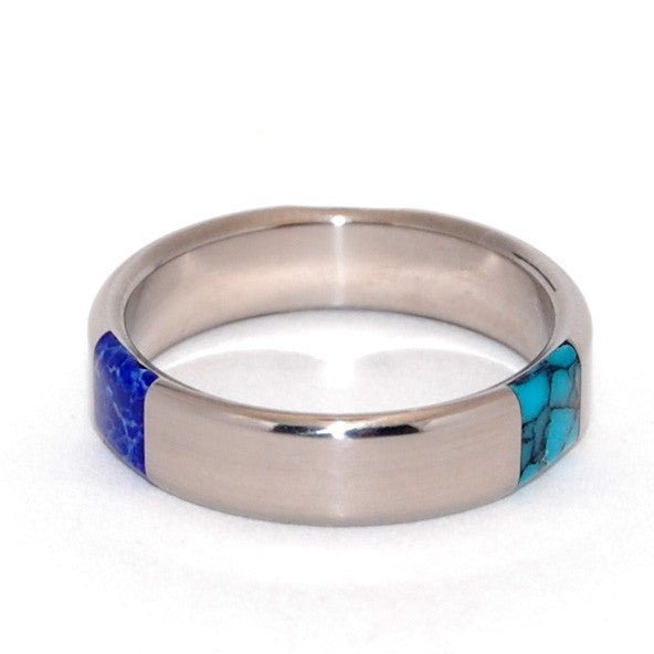 Trinity | Men's Turquoise Stone, Malachite Stone, Sodalite Stone & Titanium Wedding Ring - Minter and Richter Designs