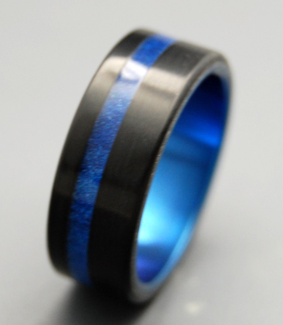 Tron | Men's Black Resin, Blue Resin & Titanium Wedding Ring - Minter and Richter Designs