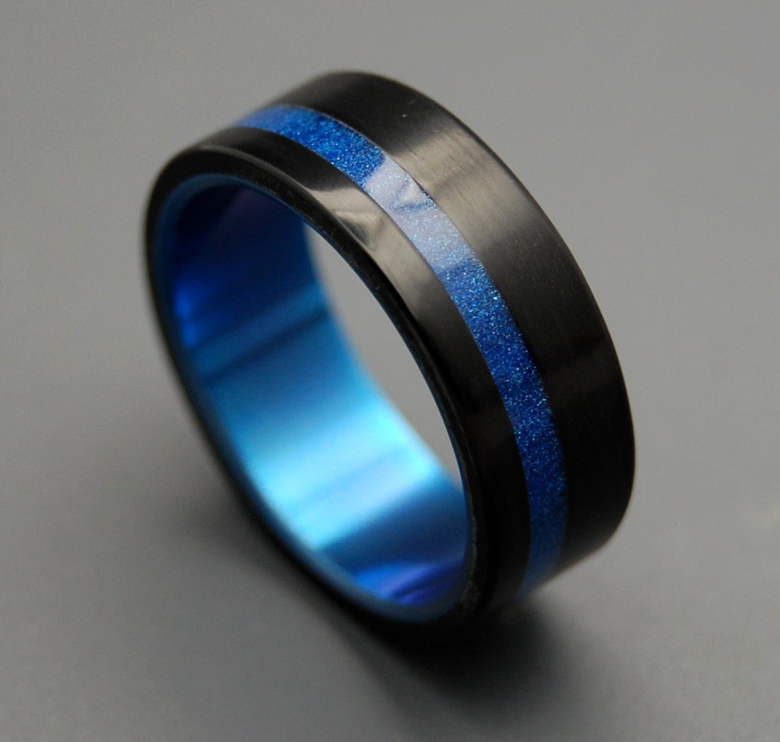 Tron | Men's Black Resin, Blue Resin & Titanium Wedding Ring - Minter and Richter Designs