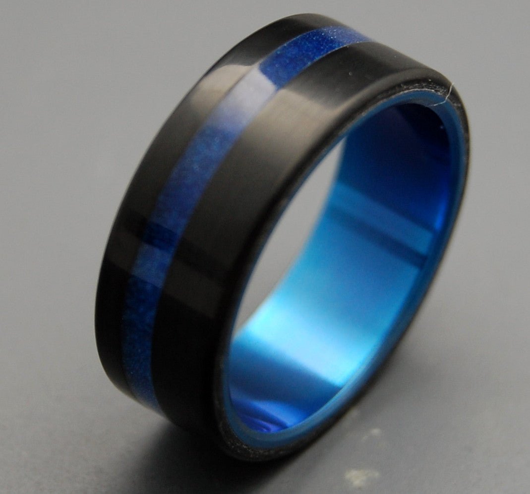 Tron | Men's Black Resin, Blue Resin & Titanium Wedding Ring - Minter and Richter Designs