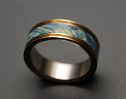 True Partner | Men's Blue Box Elder Wood & Titanium Wedding Ring - Minter and Richter Designs