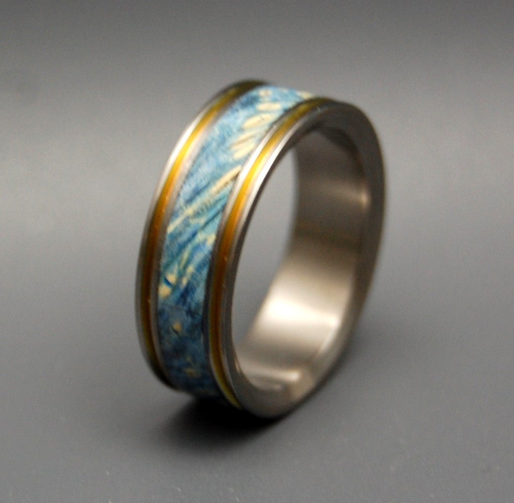 True Partner | Men's Blue Box Elder Wood & Titanium Wedding Ring - Minter and Richter Designs