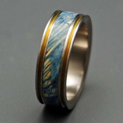 True Partner | Men's Blue Box Elder Wood & Titanium Wedding Ring - Minter and Richter Designs