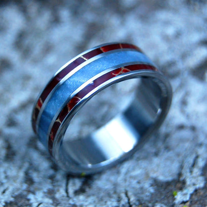 Trust Me | Men's Gray Resin, Red Jasper & Titanium Wedding Ring - Minter and Richter Designs