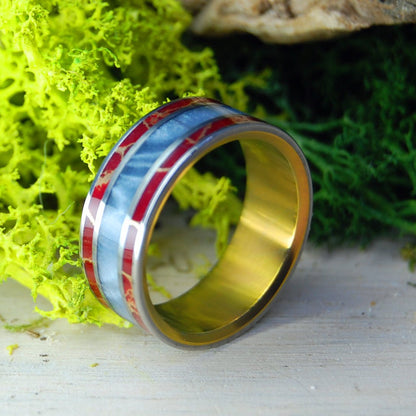 Trust Me Sunset | Men's Gray Resin, Red Jasper & Titanium Wedding Ring - Minter and Richter Designs