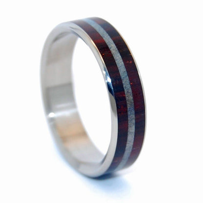 Trust | Men's Rosewood, Blue Maple Wood & Titanium Wedding Ring - Minter and Richter Designs