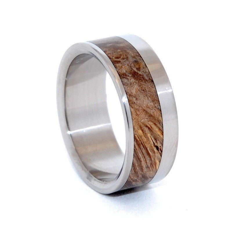 Tuck Everlasting | Men's Golden Box Elder Wood & Titanium Wedding Ring - Minter and Richter Designs