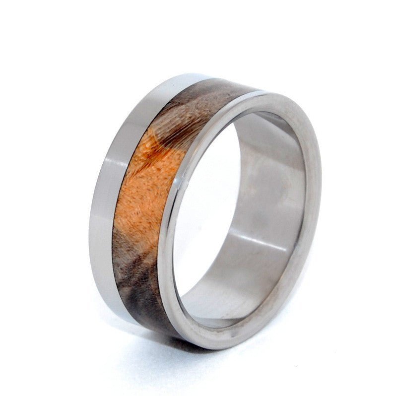 Tuck Everlasting | Men's Golden Box Elder Wood & Titanium Wedding Ring - Minter and Richter Designs