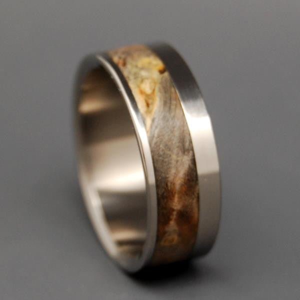 Tuck Everlasting | Men's Golden Box Elder Wood & Titanium Wedding Ring - Minter and Richter Designs