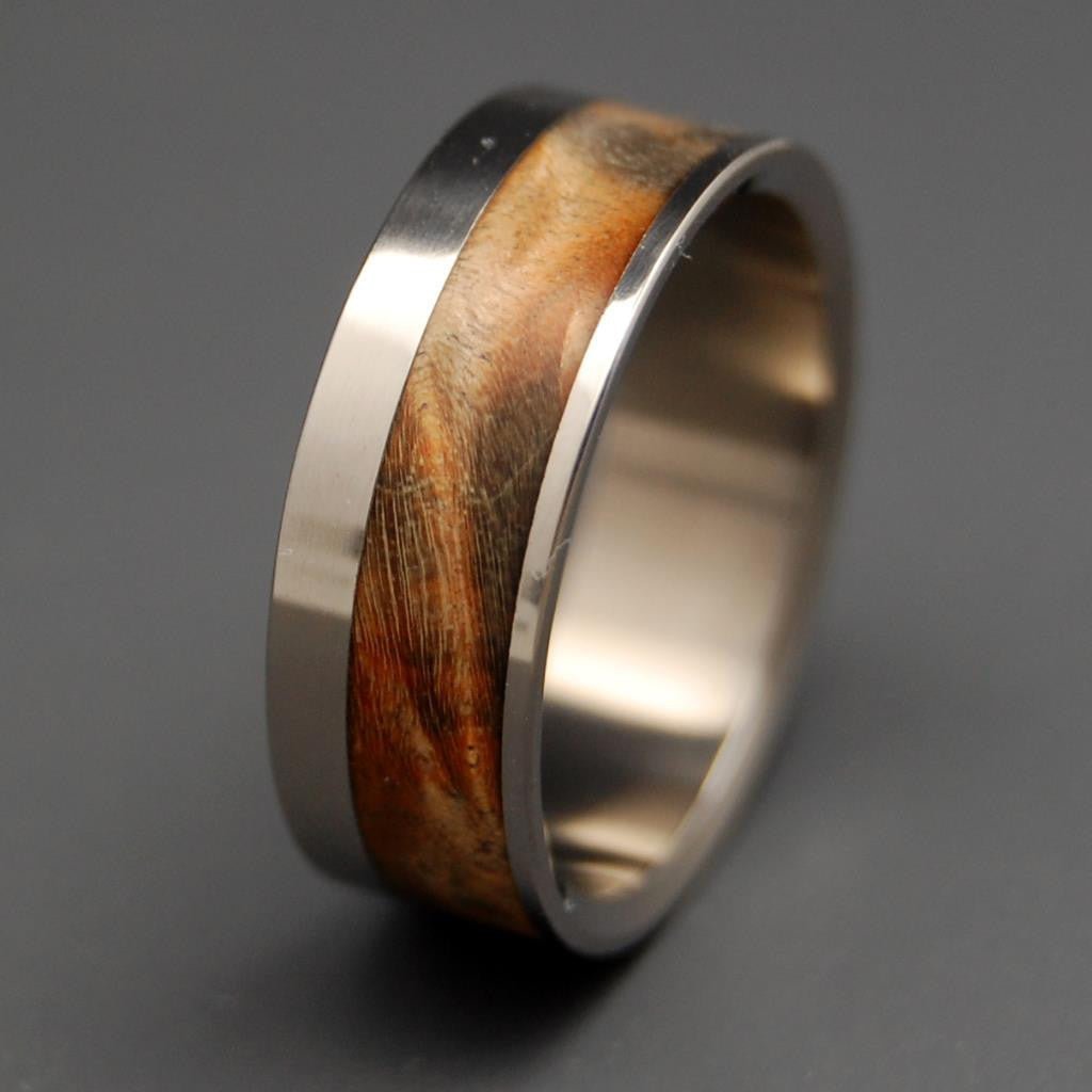 Tuck Everlasting | Men's Golden Box Elder Wood & Titanium Wedding Ring - Minter and Richter Designs