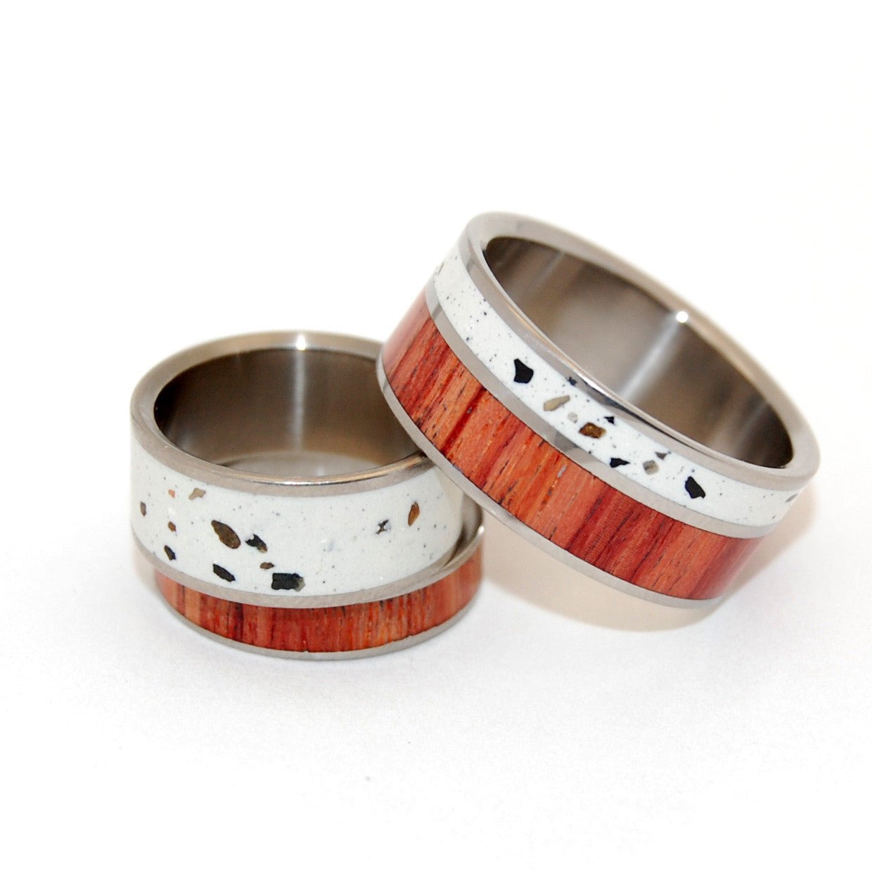 Tupelo | Concrete And Wood - Titanium Engagement And Wedding Ring Set - Minter and Richter Designs