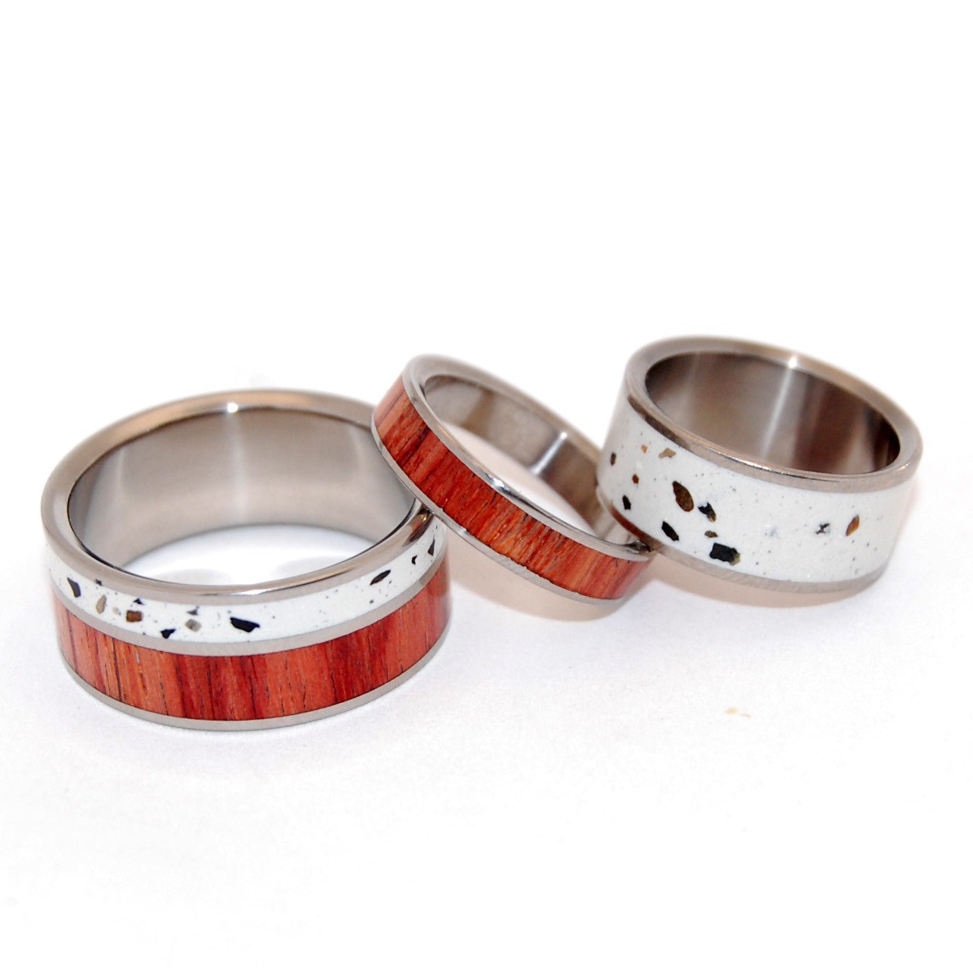 Tupelo | Concrete And Wood - Titanium Engagement And Wedding Ring Set - Minter and Richter Designs