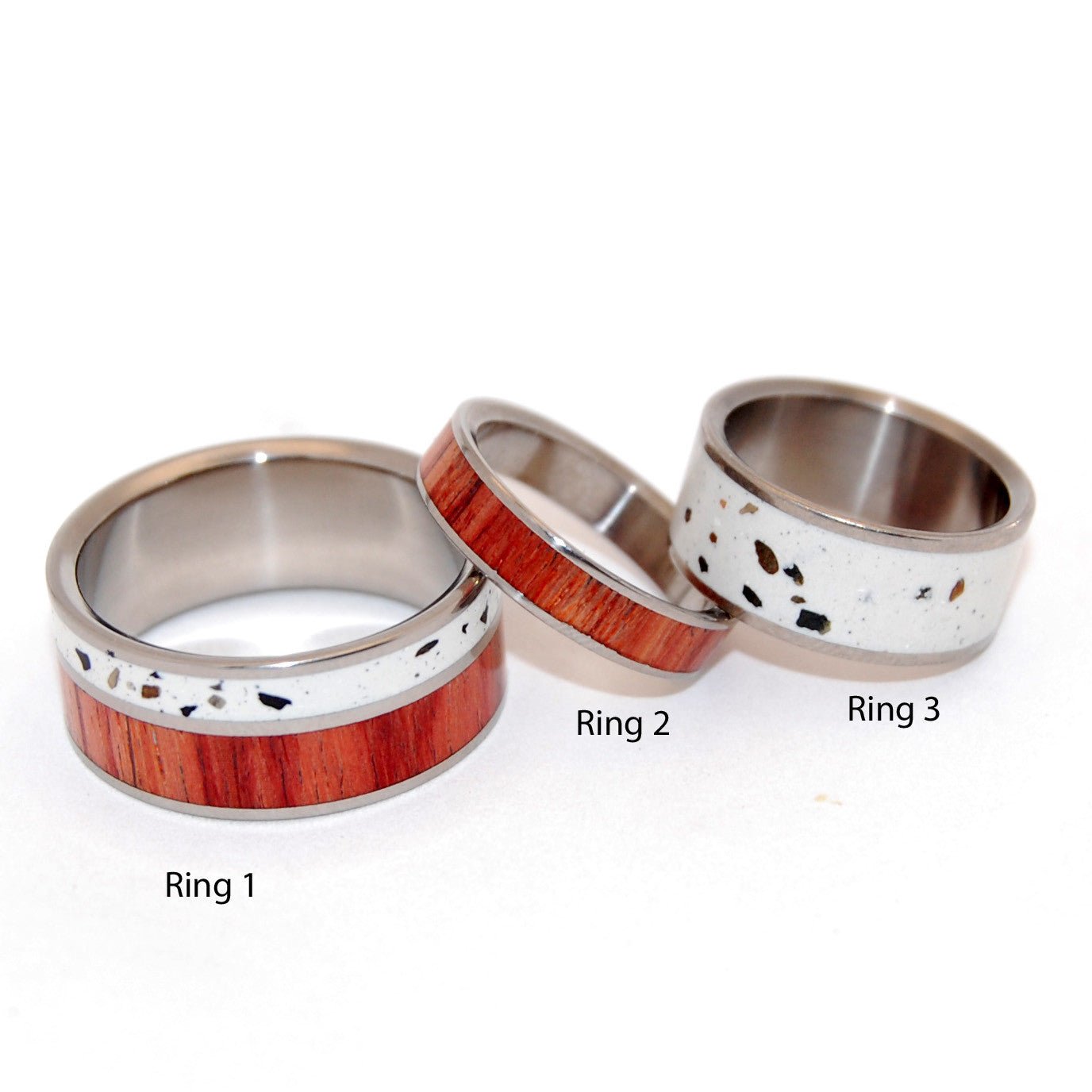 Tupelo | Concrete And Wood - Titanium Engagement And Wedding Ring Set - Minter and Richter Designs