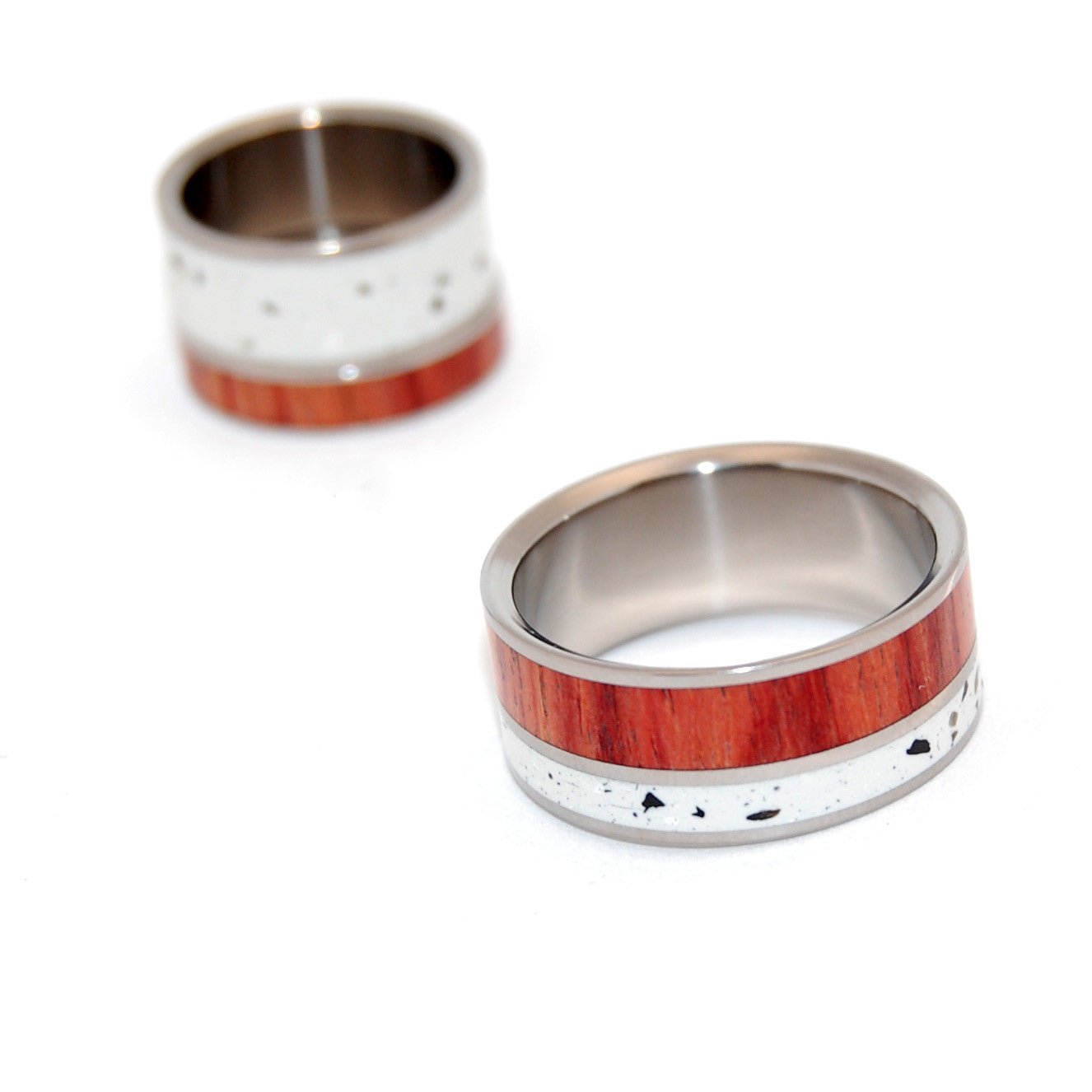 Tupelo | Concrete And Wood - Titanium Engagement And Wedding Ring Set - Minter and Richter Designs