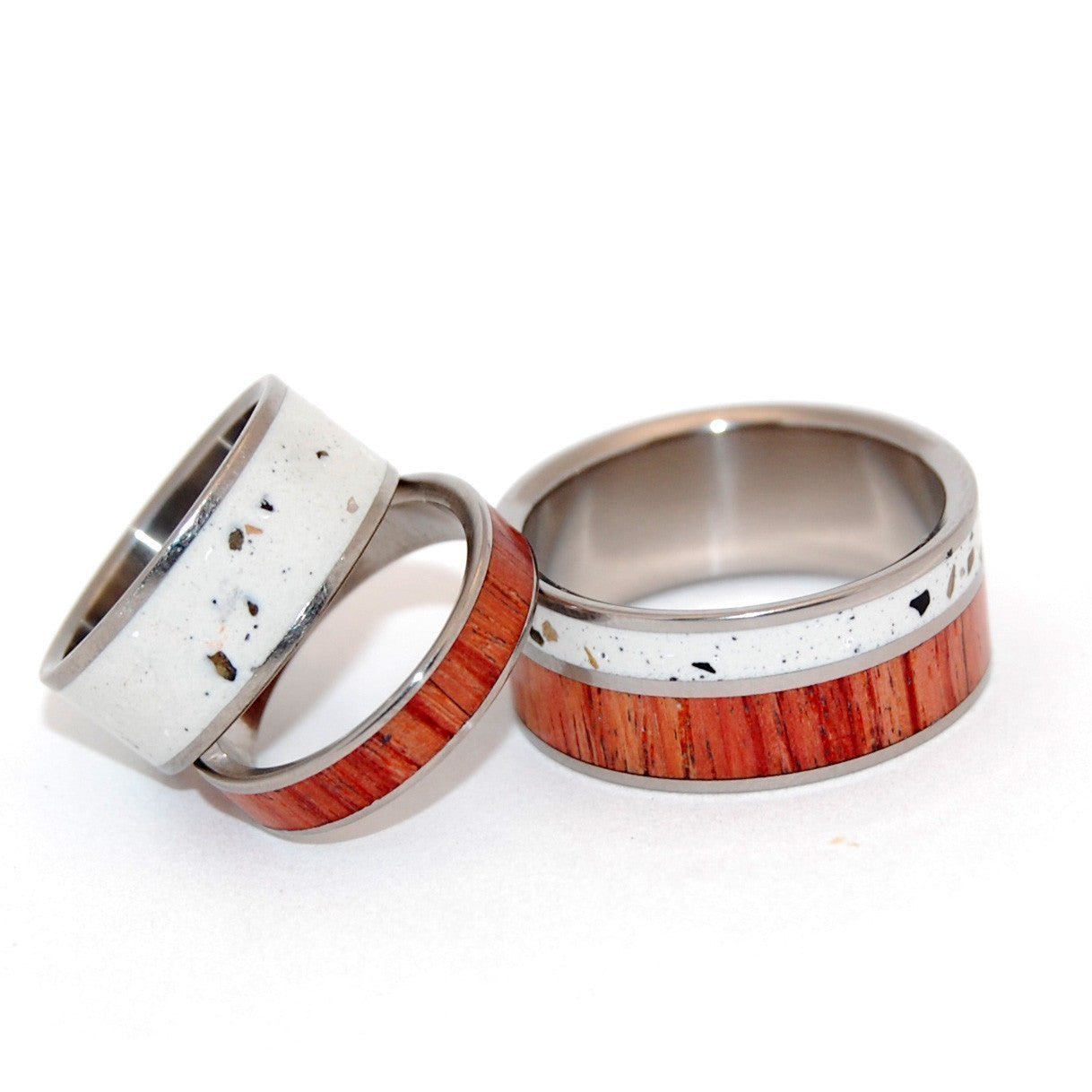 Tupelo | Concrete And Wood - Titanium Engagement And Wedding Ring Set - Minter and Richter Designs