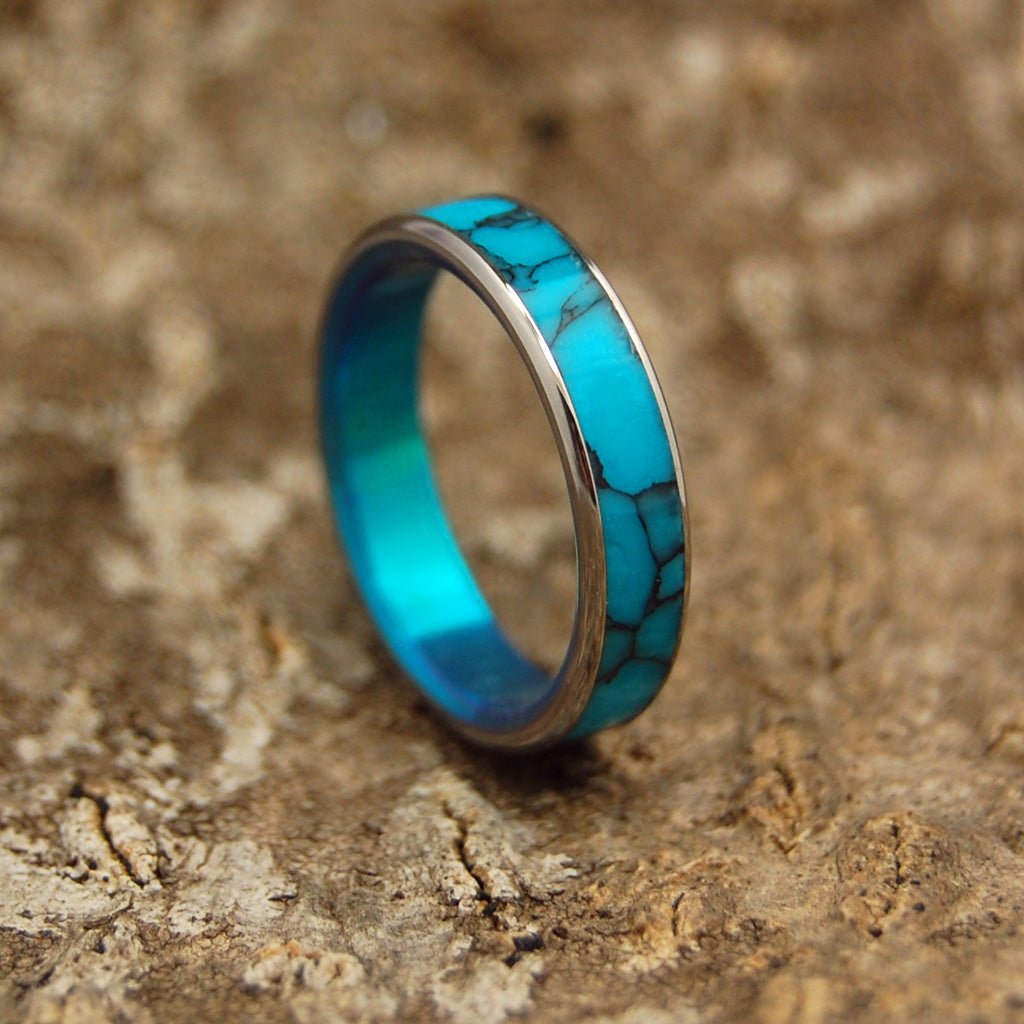 Turquoise Delight | Men's Turquoise & Titanium Wedding Ring - Minter and Richter Designs