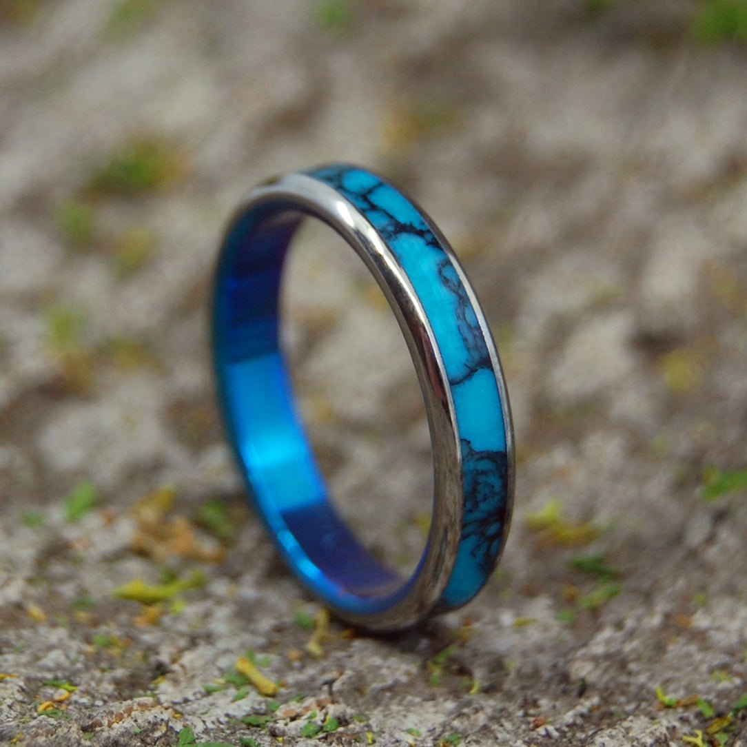 Turquoise Delight | Men's Turquoise & Titanium Wedding Ring - Minter and Richter Designs