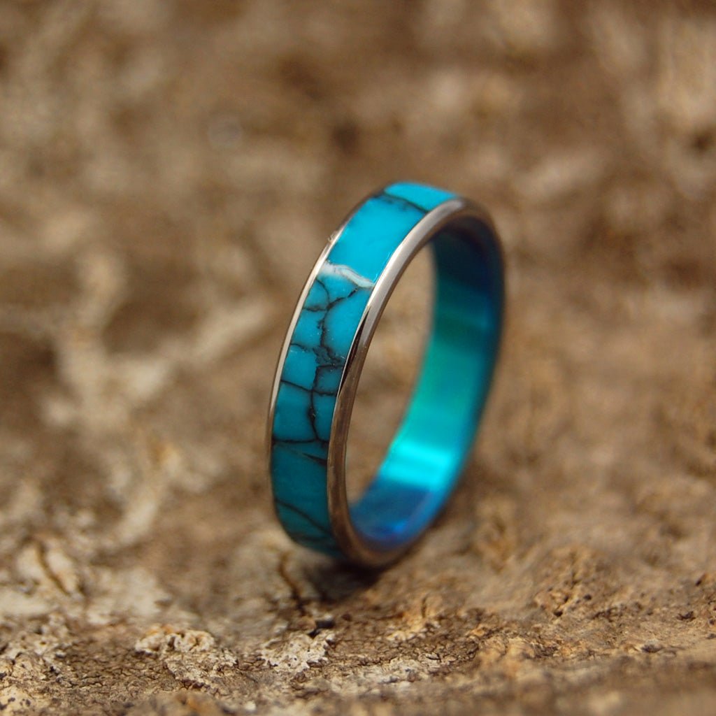 Turquoise Delight | Men's Turquoise & Titanium Wedding Ring - Minter and Richter Designs