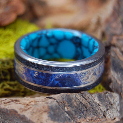 Turquoise Elves Of Iceland | Men's Beach Sand, Turquoise & Titanium Wedding Ring - Minter and Richter Designs