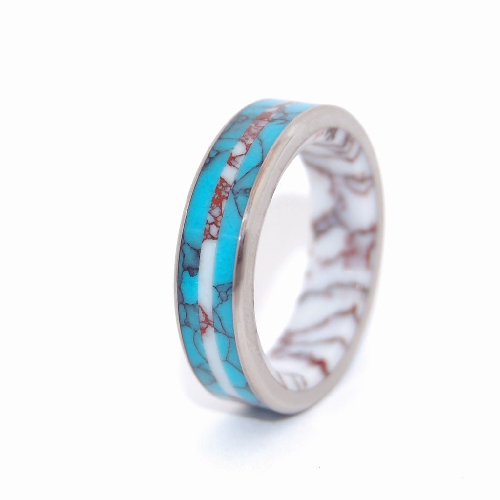 Turquoise Stallion | Men's Turquoise Stone, Wild Horse Jasper Stone & Titanium Wedding Ring - Minter and Richter Designs