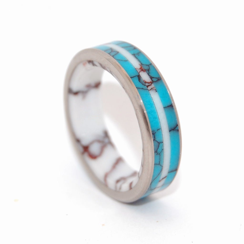 Turquoise Stallion | Men's Turquoise Stone, Wild Horse Jasper Stone & Titanium Wedding Ring - Minter and Richter Designs