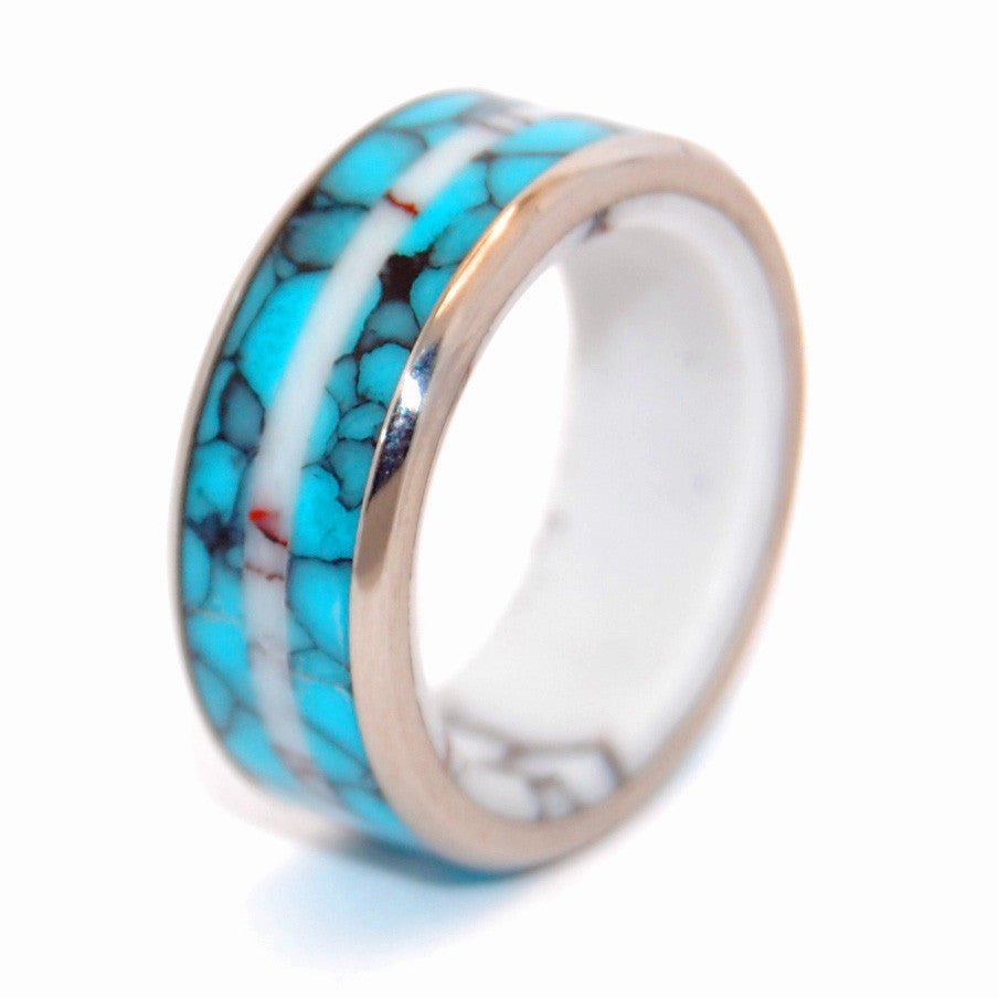 Turquoise Stallion | Men's Turquoise Stone, Wild Horse Jasper Stone & Titanium Wedding Ring - Minter and Richter Designs