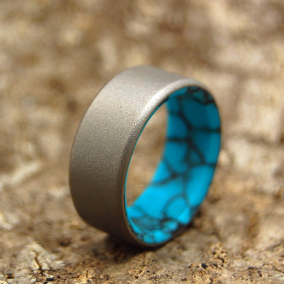 Turquoise & Titanium Birthstone Ring | Men's Turquoise & Titanium Wedding Ring - Minter and Richter Designs