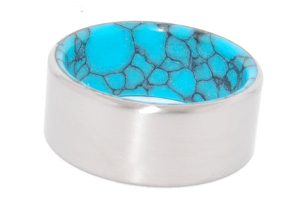 Turquoise & Titanium Birthstone Ring | Men's Turquoise & Titanium Wedding Ring - Minter and Richter Designs