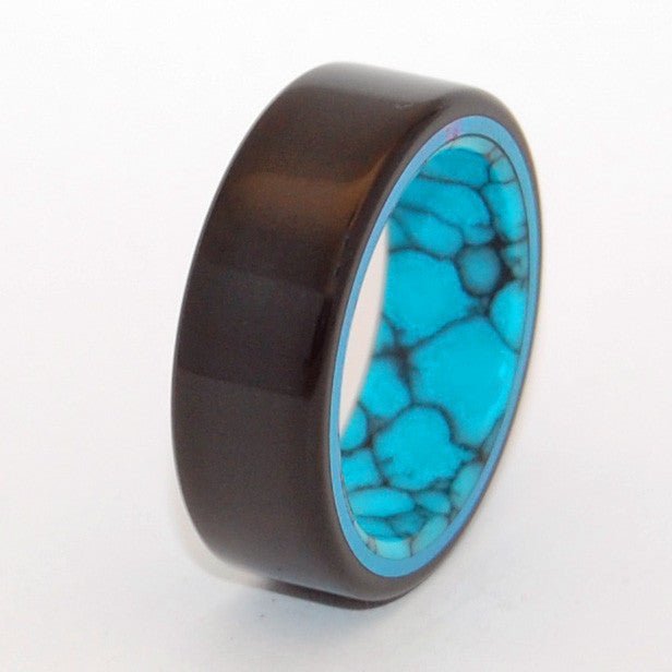 Vatnajokull | Men's Turquoise, Onyx & Titanium Wedding Ring - Minter and Richter Designs