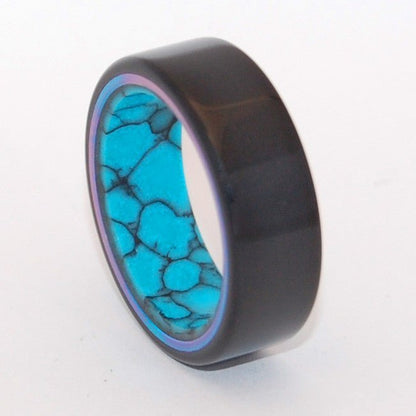 Vatnajokull | Men's Turquoise, Onyx & Titanium Wedding Ring - Minter and Richter Designs