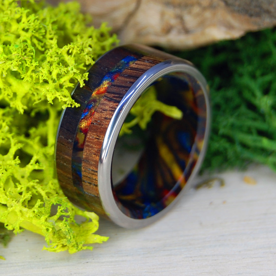 VEGAS LOVE | Lava Burst Resin Koa Wood - Wooden Wedding Ring - Minter and Richter Designs