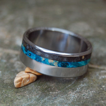 Vineyard Nights | Men's Blue Box Elder, Martha's Vineyard Sand & Titanium Wedding Ring - Minter and Richter Designs