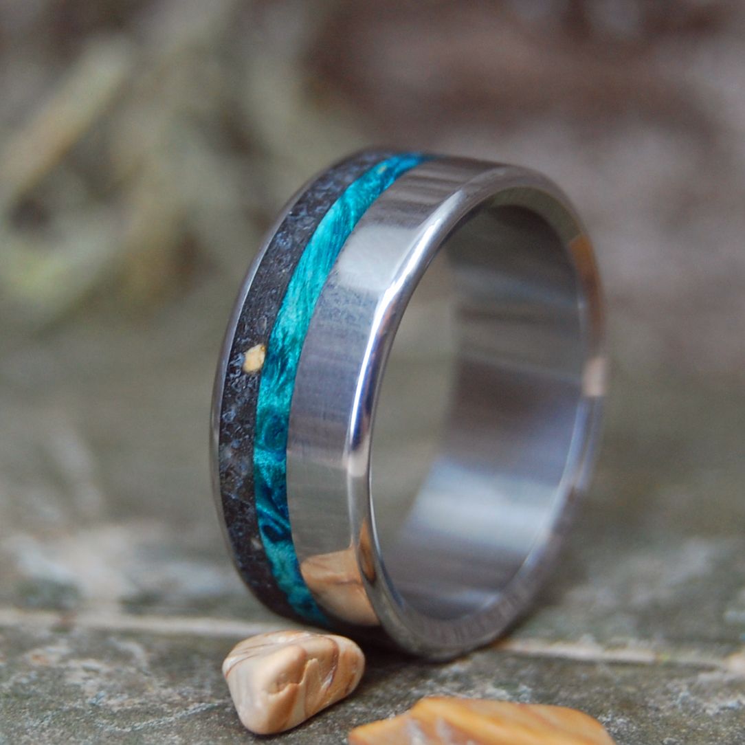 Vineyard Nights | Men's Blue Box Elder, Martha's Vineyard Sand & Titanium Wedding Ring - Minter and Richter Designs