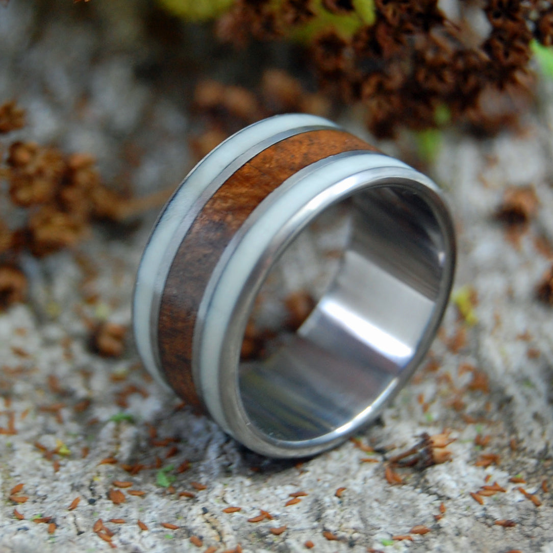 DEER AND A WALNUT | Deer Antler & Walnut Wood Titanium Mens Rings