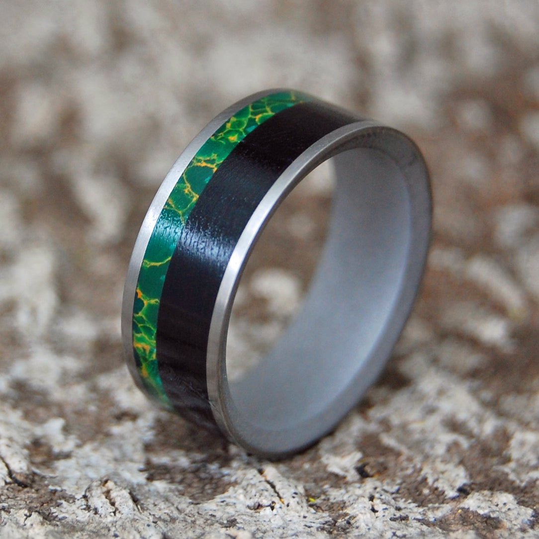 Water Buffalo Moss | Men's Water Buffalo Horn, Egyptian Jade & Titanium Wedding Ring - Minter and Richter Designs