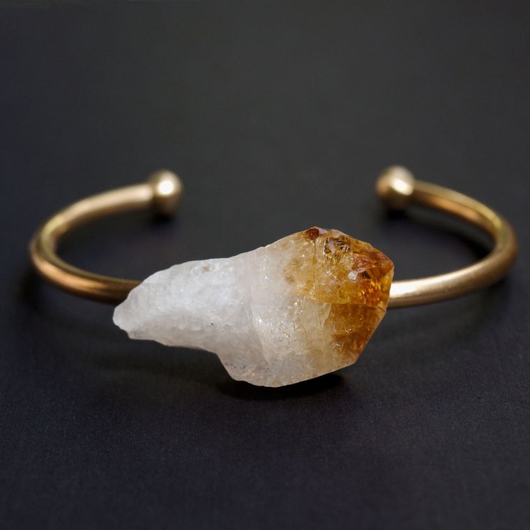 Wedding Jewelry - Valentines Day Gift | Raw Citrine Bangle, Citrine Bracelet - Minter and Richter Designs