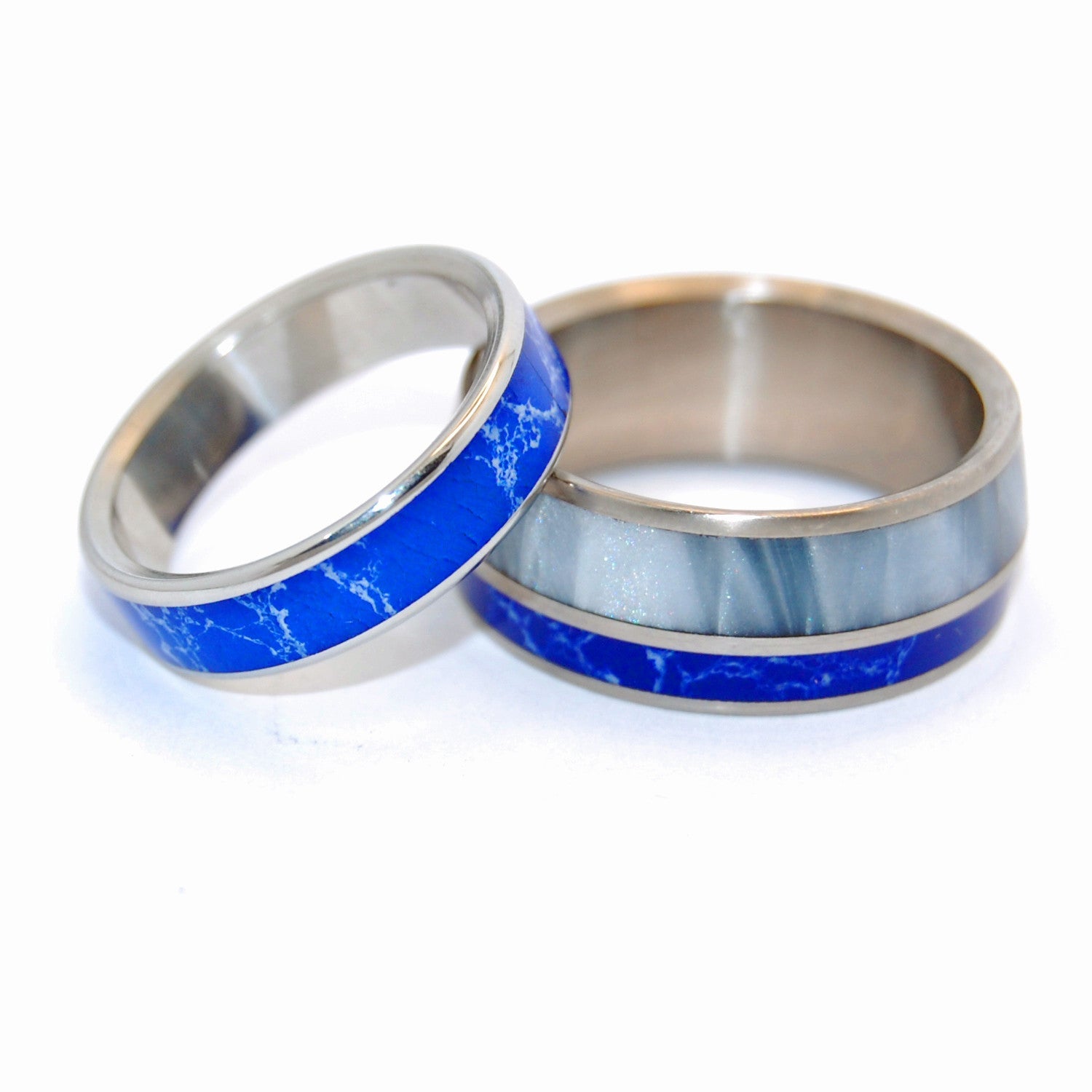 We'll Always Be Where Blue Stars Shine | Stone And Titanium Wedding Ring Set - Minter and Richter Designs